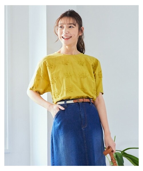 nissen（ニッセン）の「大きいサイズゆるシルエットレース切替プルオーバー（Tシャツ/カットソー・レディース・オフホワイト/マスタード/サックス/ミント/チャコールグレー・L~LL相当/3L~4L相当/5L~6L相当/8L相当/10L相当）」の22枚目の写真