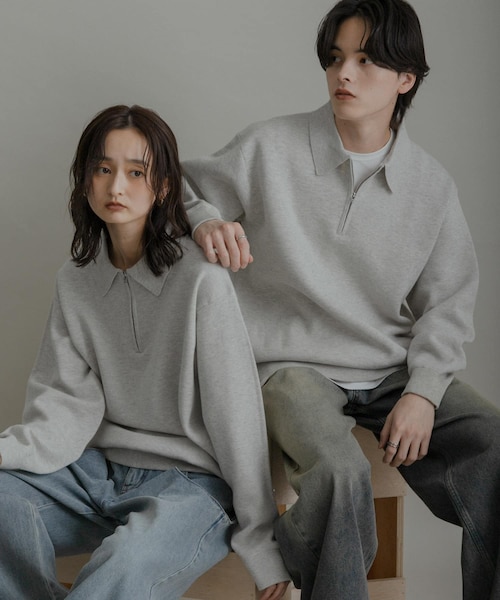 SENSE OF PLACE by URBAN RESEARCH（センスオブプレイスバイアーバンリサーチ）の「『ユニセックス』スウェットライクハーフジップニット（ニット/セーター・メンズ・L.GRAY/GREEN/BLUE/BROWN・M/L）」の3枚目の写真