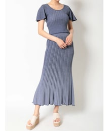 MERCURYDUO | 2WAYショルダーリブニットセットアップ(ワンピース)