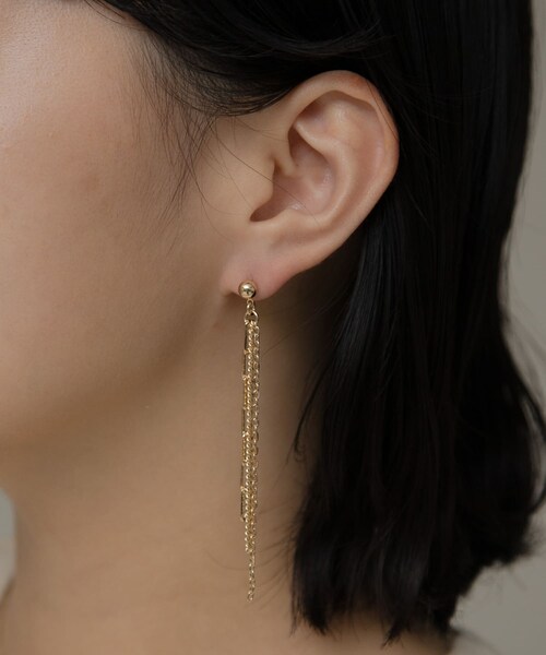 URBAN RESEARCH Sonny Label（アーバンリサーチサニーレーベル）の「フリンジチェーンピアス（ピアス（両耳用）・レディース・シルバー/ゴールド・one）」の2枚目の写真