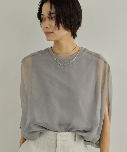 ADAM ET ROPE'(アダムエロペ)の「【WEB限定】シアーオーガンジーバルーンプルオーバー(その他トップス・レディース・ライトグレー/ベージュ系・F)」の20枚目の写真