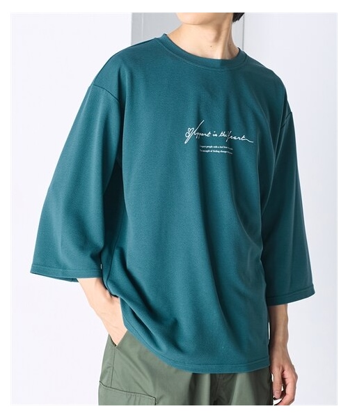 nissen（ニッセン）の「オーバーサイズロゴプリント7分袖Tシャツ【大きいサイズ有】（Tシャツ/カットソー・メンズ・オフホワイト/モカ/ダークオレンジ/ダークブルー/黒・M/L/LL/3L/4L/5L/6L/8L/10L）」の4枚目の写真