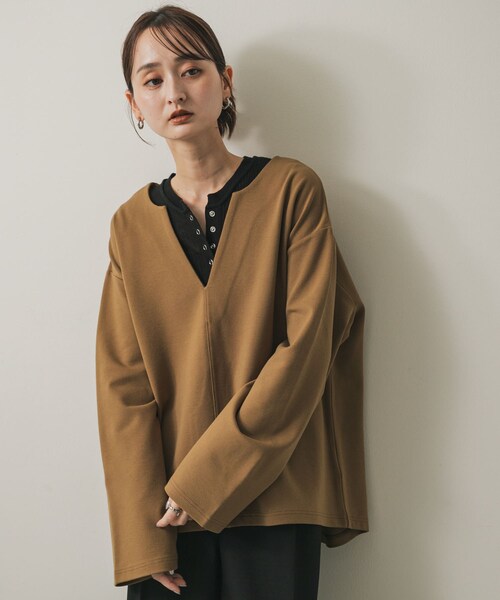 SENSE OF PLACE by URBAN RESEARCH（センスオブプレイスバイアーバンリサーチ）の「スキッパールーズトップ（その他トップス・レディース・IVORY/CAMEL/CHARCOAL・one）」の20枚目の写真