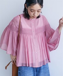 CHIC STYLE | 大きいサイズゴムシャーリングブラウスシックスタイル(シャツ/ブラウス)