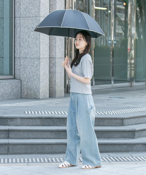 SMELLY（スメリー）の「because　晴雨兼用パイピング長傘（長傘・レディース・BEG/BLK・FREE）」の6枚目の写真
