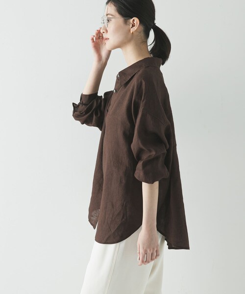 URBAN RESEARCH(アーバンリサーチ)の「リネン2WAYシャツ(シャツ/ブラウス・レディース・PINKSTRIPE/BROWN/BEIGE/BLUESTRIPE/WHITE/BEG STRIPE・Free)」の20枚目の写真