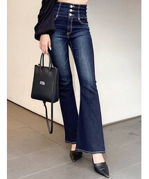 GYDA | H/Wボタンフレアデニムパンツ(デニムパンツ)