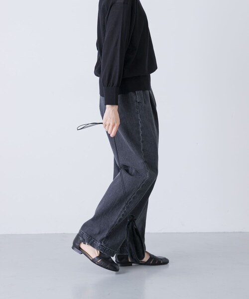 かぐれ（カグレ）の「フェードデニムイージーパンツ（デニムパンツ・レディース・L/INDIGO/BLACK・FREE）」の6枚目の写真