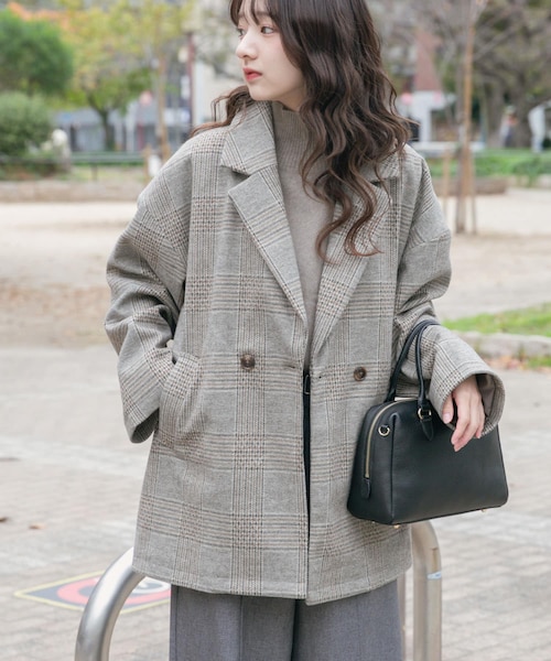 ITEMS URBANRESEARCH（アイテムズ アーバンリサーチ）の「オーバーサイズジャケット（テーラードジャケット・レディース・G.CHECK/NVY/B.CHECK/BRN・Free）」の2枚目の写真