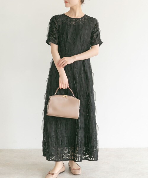 URBAN RESEARCH ROSSO（アーバンリサーチロッソ）の「kaene　リボンチュールエプロンドレス（ワンピース・レディース・mint/black・38）」の8枚目の写真