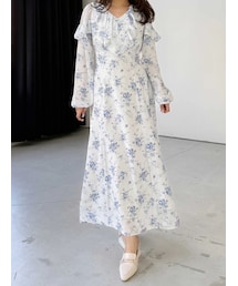 MERCURYDUO | ラッフルカラーパターンワンピース(ワンピース)