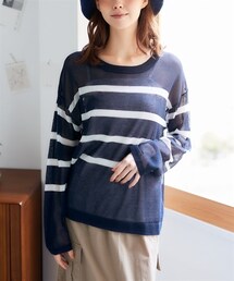 nissen | 大きいサイズ ボーダーシアーニット(ニット/セーター)