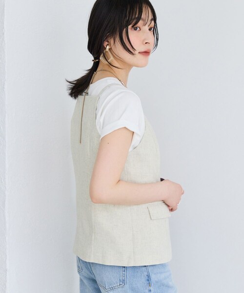 VIS(ビス)の「サマーツィードボタンアップキャミトップス/セットアップ対応(キャミソール・レディース・チャコール/オフホワイト/ベージュ系・F)」の9枚目の写真