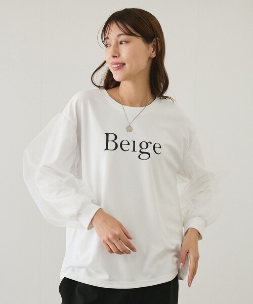 Jayro(ジャイロ)の「袖チュールプルオーバー(Tシャツ/カットソー・レディース・ブラック/ホワイト・M)」の1枚目の写真
