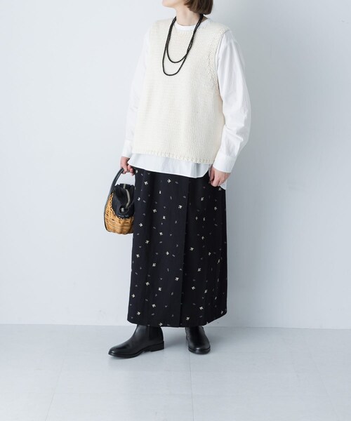 かぐれ（カグレ）の「コットンローゲージニットベスト（ベスト・レディース・IVORY/BLACK・Free）」の18枚目の写真
