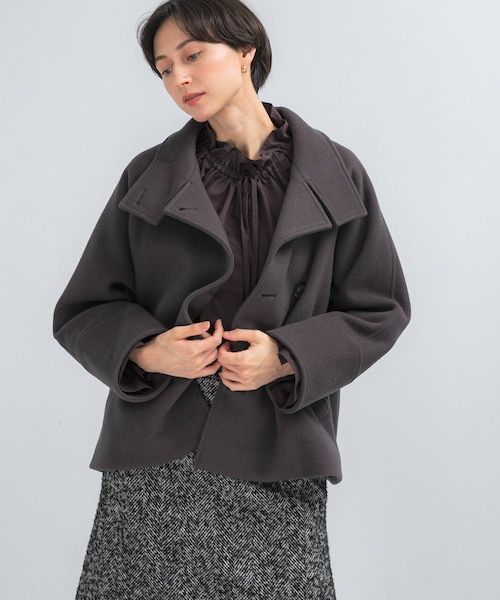URBAN RESEARCH ROSSO（アーバンリサーチロッソ）の「スーパー140シャルム2WAYカラーコート（テーラードジャケット・レディース・L/GREIGE/MOCHA/CHARCOAL・FREE）」の2枚目の写真