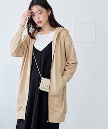 nissen | ＜大きいサイズ＞綿１００％ジップアップロング丈ビッグパーカー(パーカー)