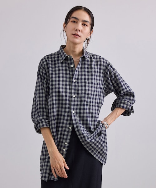 ADAM ET ROPE'(アダムエロペ)の「【INDIVIDUALIZED SHIRTS for SALON】別注フランネルチェックシャツ / グレー(シャツ/ブラウス・レディース・グレー・F)」の2枚目の写真