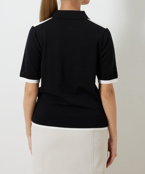 ROPE'(ロペ)の「ハーフスリーブニットポロ襟プルオーバー(ニット/セーター・レディース・ブラック/ホワイト系/イエロー・L/M/S)」の16枚目の写真