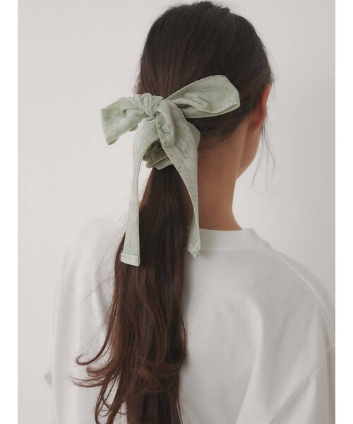 merry jenny（メリージェニー）の「BIGリボンベロアシュシュ（シュシュ・レディース・ブラック/ミントグリーン/ベージュ・F）」の13枚目の写真