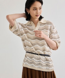 ROPE'（ロペ）の「【COOHEM（コーヘン）】ZIGZAG SUKASHI KNIT PULLOVER【WEB・一部店舗限定】【一部別注カラー】/洗える（ポロシャツ）」