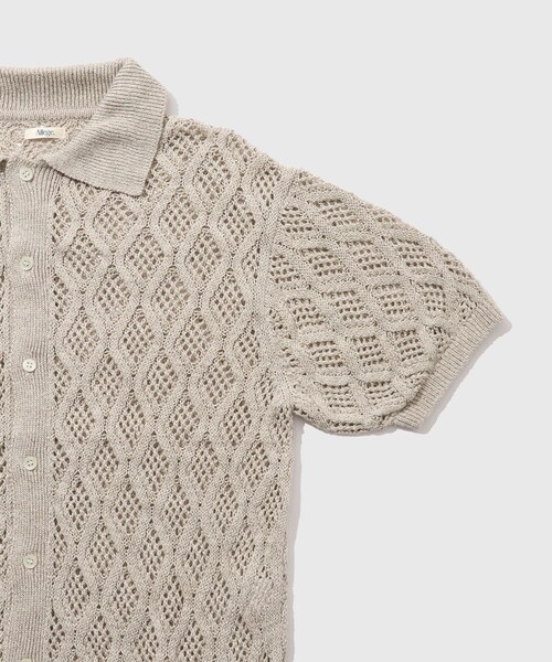 ADAM ET ROPE'（アダムエロペ）の「【Allege/アレッジ】Lace Hole Knit S/S Shirts（ニット/セーター・メンズ・チャコール/キナリ・3/4）」の13枚目の写真