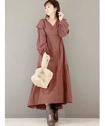 MERCURYDUO | ラッフルスリーブイレヘムシャツワンピース(ワンピース)