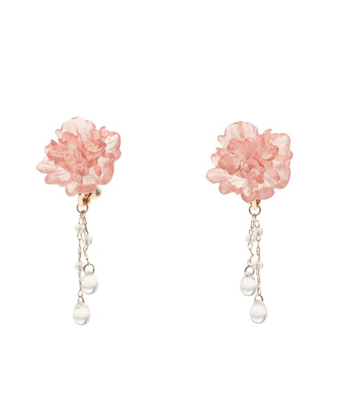 MERCURYDUO（マーキュリーデュオ）の「フラワーモチーフイヤリング（イヤリング・レディース・オフホワイト/ブラック/ピンク・F）」の3枚目の写真