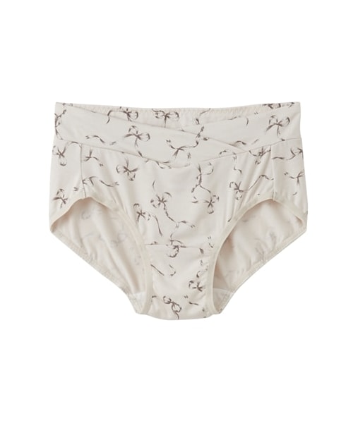 nissen（ニッセン）の「【マタニティインナー】レーヨンベア天竺　リボン柄浅ばきマタニティショーツ（産前・産後）（マタニティウェア/グッズ・レディース・アイボリー/チャコール・マタニティM/マタニティL）」の3枚目の写真