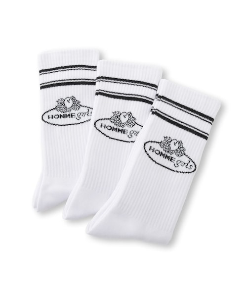 ADAM ET ROPE'（アダムエロペ）の「【HOMME girls×FRUIT OF THE LOOM】Crew Socks (3-Pack)（ソックス/靴下・レディース・ホワイト・F）」の2枚目の写真
