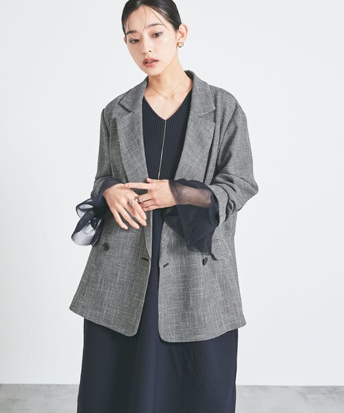 URBAN RESEARCH ROSSO（アーバンリサーチロッソ）の「カラミダブルジャケット（テーラードジャケット・レディース・black×off/beige×off・36/38）」の21枚目の写真