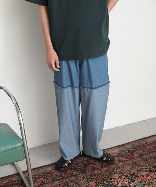 SENSE OF PLACE by URBAN RESEARCH（センスオブプレイスバイアーバンリサーチ）の「デニムフリンジシャンブレーワイドパンツ（デニムパンツ・メンズ・L.INDIGO/BLACK・M/L）」の17枚目の写真