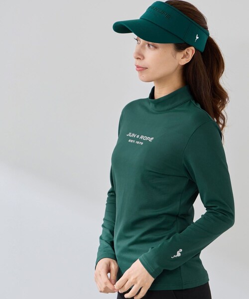 ROPE'(ロペ)の「ココティーベアスムース ロゴ使いモックプルオーバー/UV・吸水・接触冷感(Tシャツ/カットソー・レディース・ブラック/ホワイト/グリーン・L/M/S)」の7枚目の写真