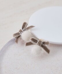 ベルベットリボン×シャギーボールプチピアス