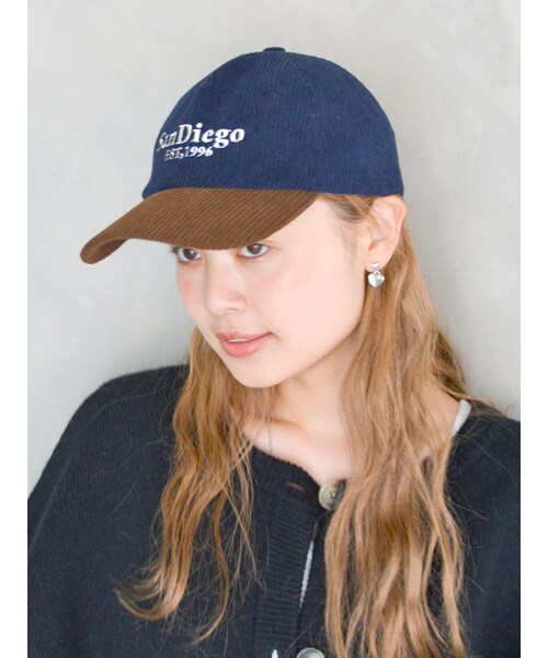 Ungrid（アングリッド）の「バイカラーコーデュロイキャップ（キャップ・レディース・アイボリー/ピンク/ネイビー・F）」の10枚目の写真
