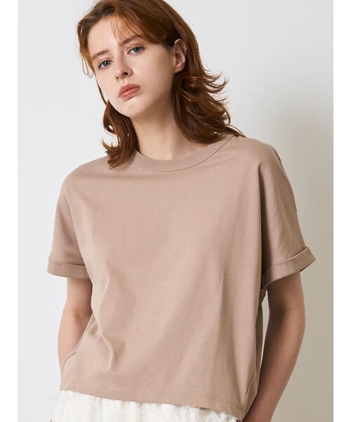 ELENDEEK(エレンディーク)の「ROLL UP T CS(Tシャツ/カットソー・レディース・オフホワイト/ブラック/ブルー/ベージュ・F)」の7枚目の写真