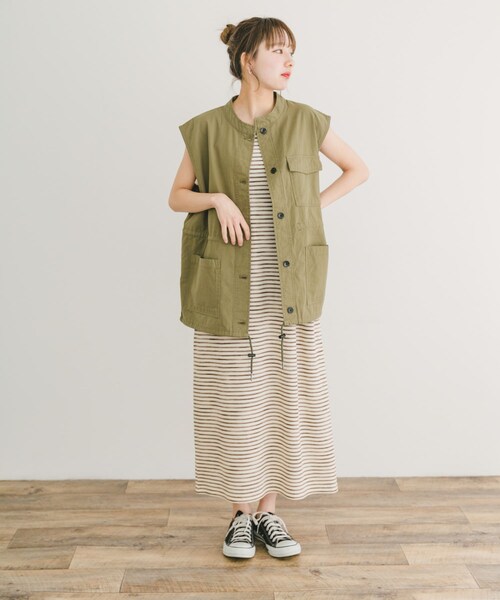 ITEMS URBANRESEARCH（アイテムズ アーバンリサーチ）の「ミリタリージレ（テーラードジャケット・レディース・KHK/BLK・FREE）」の19枚目の写真