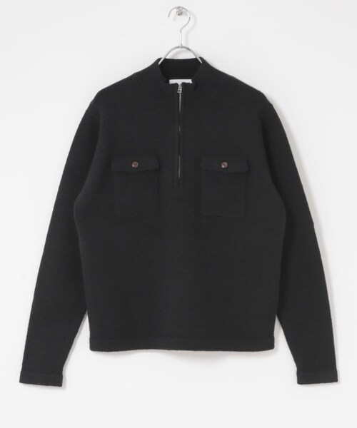 SENSE OF PLACE by URBAN RESEARCH（センスオブプレイスバイアーバンリサーチ）の「『洗濯可』ダブルポケットハーフジップニット（ニット/セーター・メンズ・BLACK/GRAY・M/L）」の4枚目の写真