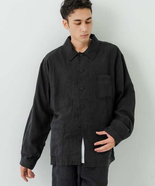 URBAN RESEARCH（アーバンリサーチ）の「『別注』LE VETEMENT ATLANTIQUE×UR　ワークジャケット（カバーオール・メンズ・BLACK/CHARCOAL・M/L）」の5枚目の写真