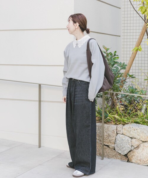 ITEMS URBANRESEARCH（アイテムズ アーバンリサーチ）の「衿レーススウェットライクニット（ニット/セーター・レディース・GRY/NVY/IVO・Free）」の15枚目の写真