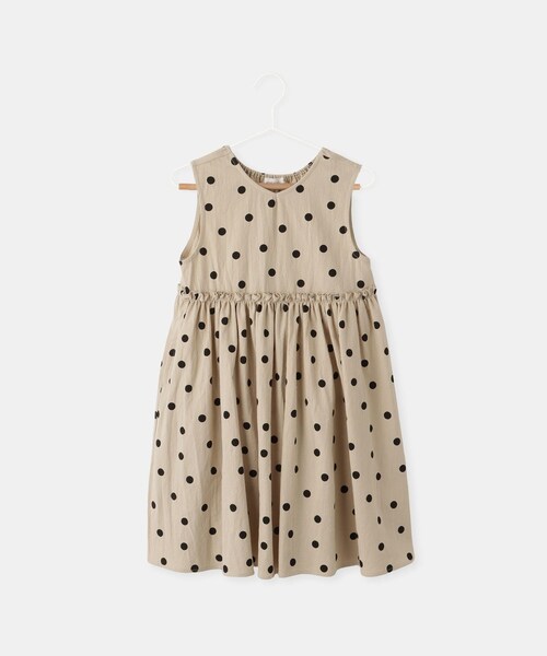 ROPE' PICNIC(ロペピクニック)の「【KIDS/キッズ】綿ワッシャードット柄ワンピース(ワンピース・キッズ・ベージュ/ライトグリーン・120/130/140/150)」の1枚目の写真