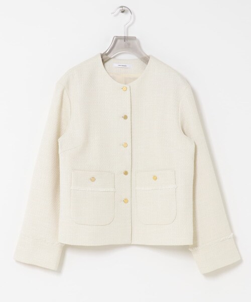 URBAN RESEARCH（アーバンリサーチ）の「ノーカラーツイードジャケット（ノーカラージャケット・レディース・OFF WHITE/BLACK MIX・Free）」の11枚目の写真