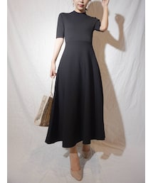 MERCURYDUO | ハイツイストスタンドカラーニットワンピース(ワンピース)