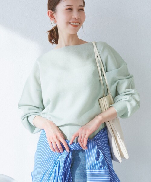 ROPE' PICNIC（ロペピクニック）の「スポンジシアーニットプルオーバー（ニット/セーター・レディース・チャコール/キナリ/グリーン系/ピンク・38）」の3枚目の写真