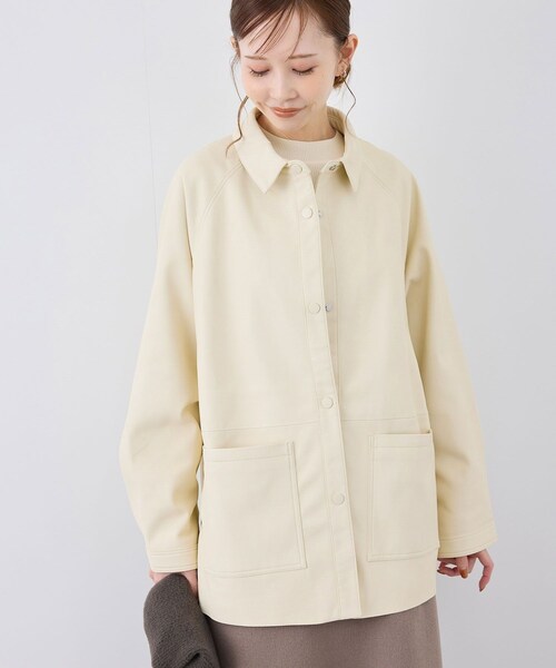 ROPE' PICNIC(ロペピクニック)の「【emur/エミュール・J'aDoRe限定】シンセティックレザージャケット(その他アウター・レディース・ブラック/ベージュ系・38)」の17枚目の写真