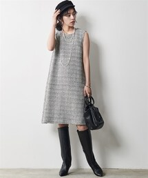 CHIC STYLE | 大きいサイズファンシーツイードAラインワンピースシックスタイル(ワンピース)