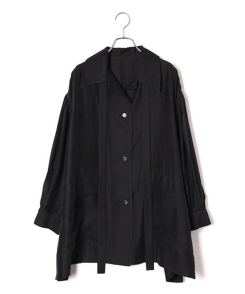 ADAM ET ROPE'（アダムエロペ）の「セルロースリネンオーバーシャツ（シャツ/ブラウス・レディース・ブラック/サックス/クリーム/ホワイト系・F）」の4枚目の写真