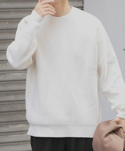 ITEMS URBANRESEARCH（アイテムズ アーバンリサーチ）の「ダブルフェイスシェニールクルーネックニット（ニット/セーター・メンズ・WHT/BLUE GRAY/GREIGE/INK BLACK・M/L）」の10枚目の写真