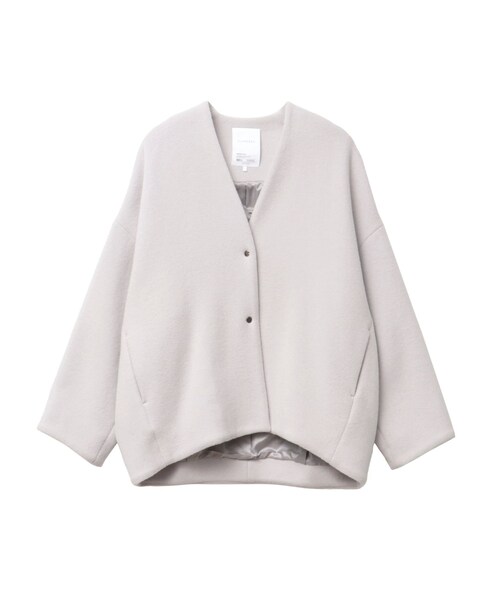 ELENDEEK（エレンディーク）の「FORM SHORT WOOL CT（ノーカラージャケット・レディース・ライトグレー/グレー/ブラック/アイスブルー・01/02）」の22枚目の写真