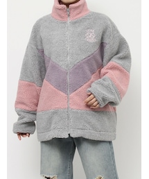 カラーブロッキングボアジャケット